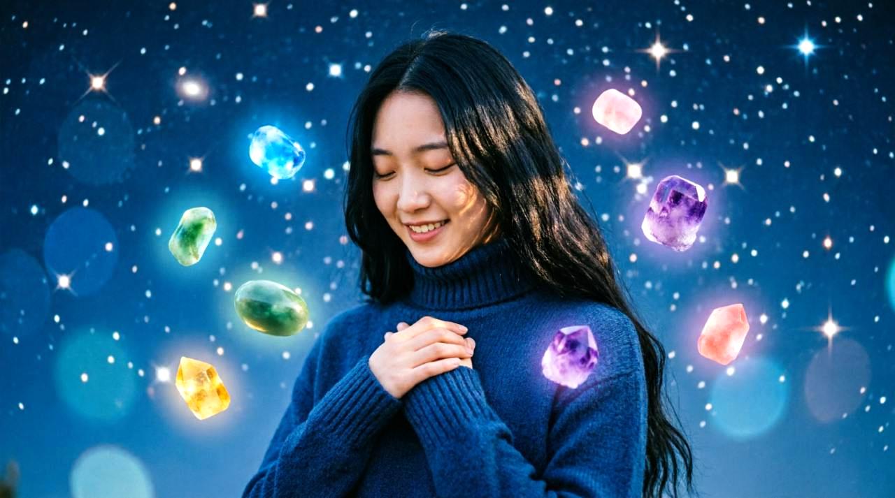 女性が鏡の前でメイクをして前向きな表情で新しい自分を準備している