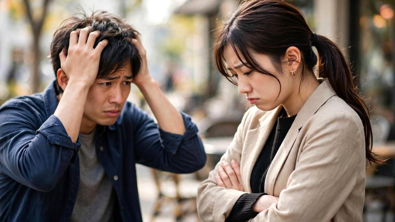 年下男性との関係で避けたい言動を振り返る女性のイメージ
