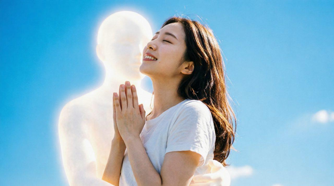 バスルームでヘアケアをしている女性の後ろ姿