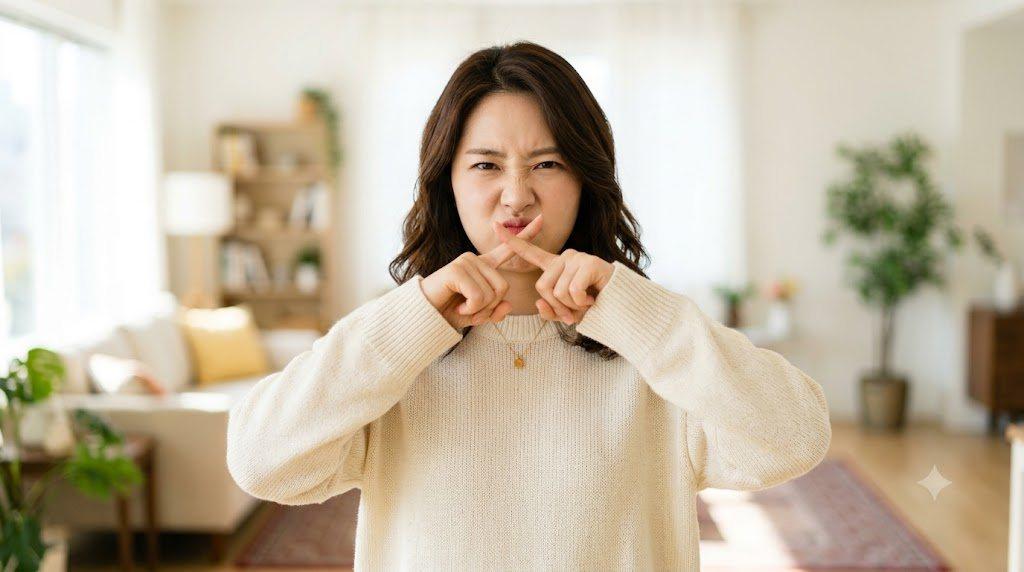 しつこく手を触ってくる男友達に毅然と対処する女性のイメージ