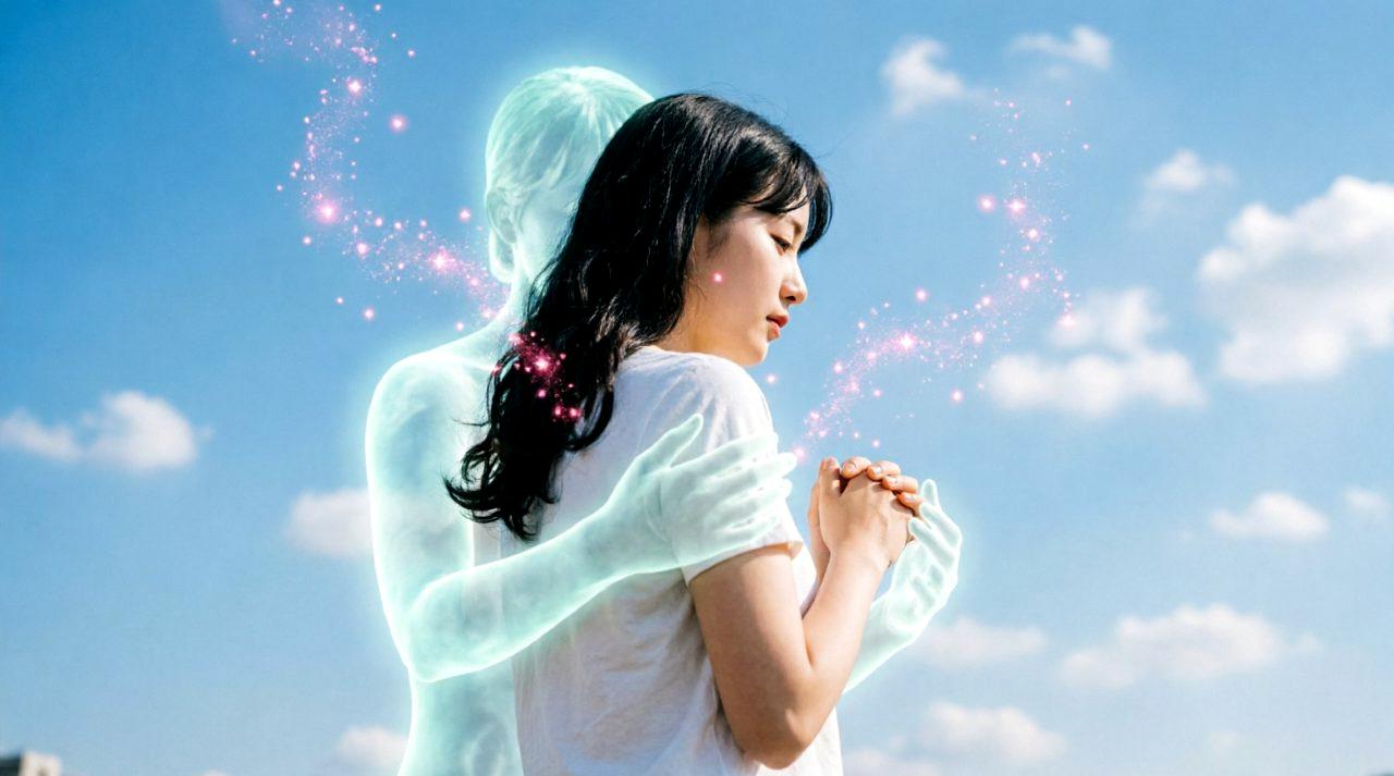 鏡の前で自分に優しく微笑み、前向きに準備を整える女性のイメージ