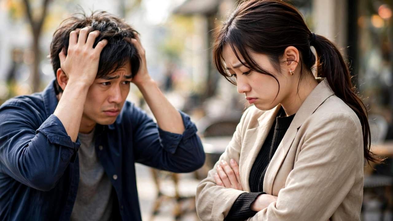 職場で女性の髪にそっと手を伸ばす男性と、その心理を象徴するイメージ