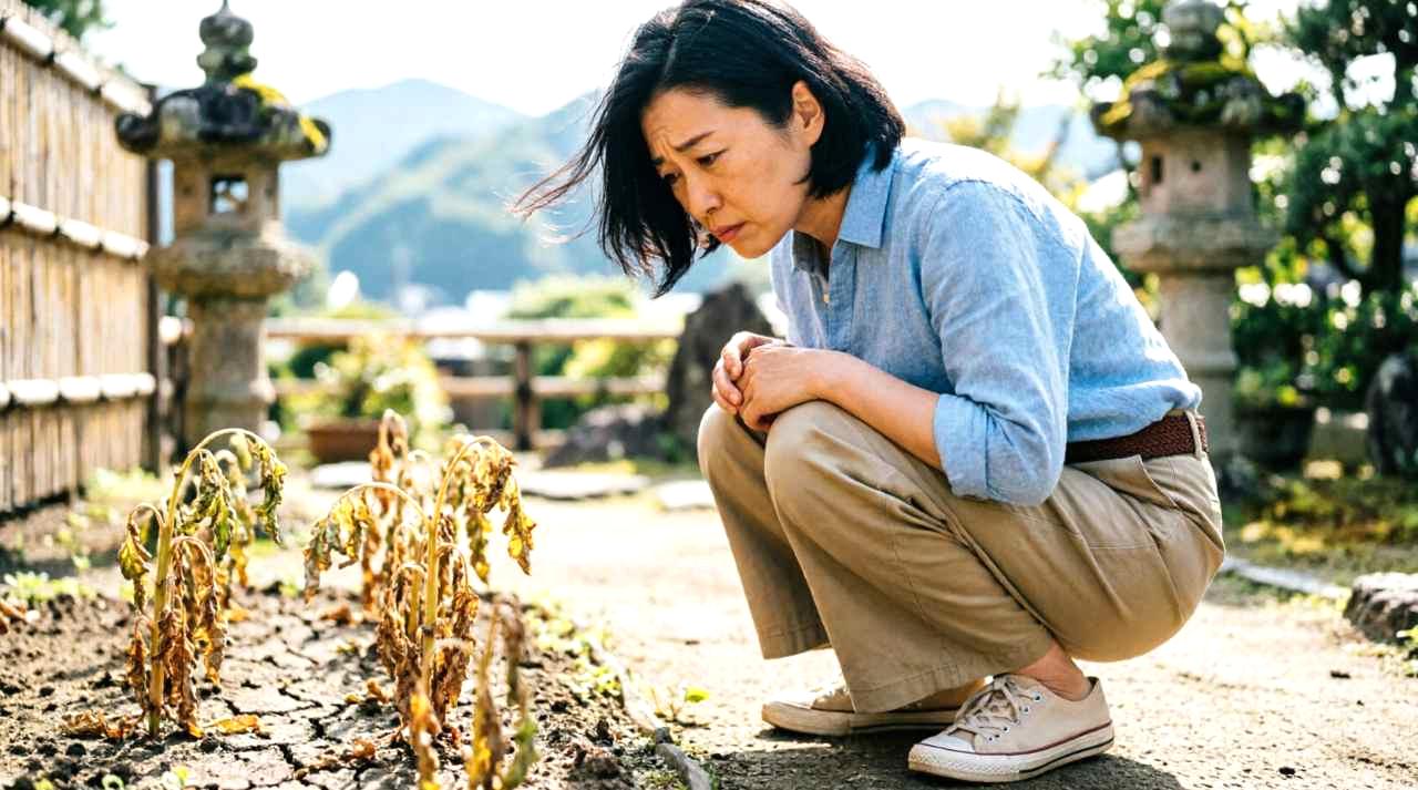 脚へのボディタッチに不快感を抱き意思を伝えようとする女性