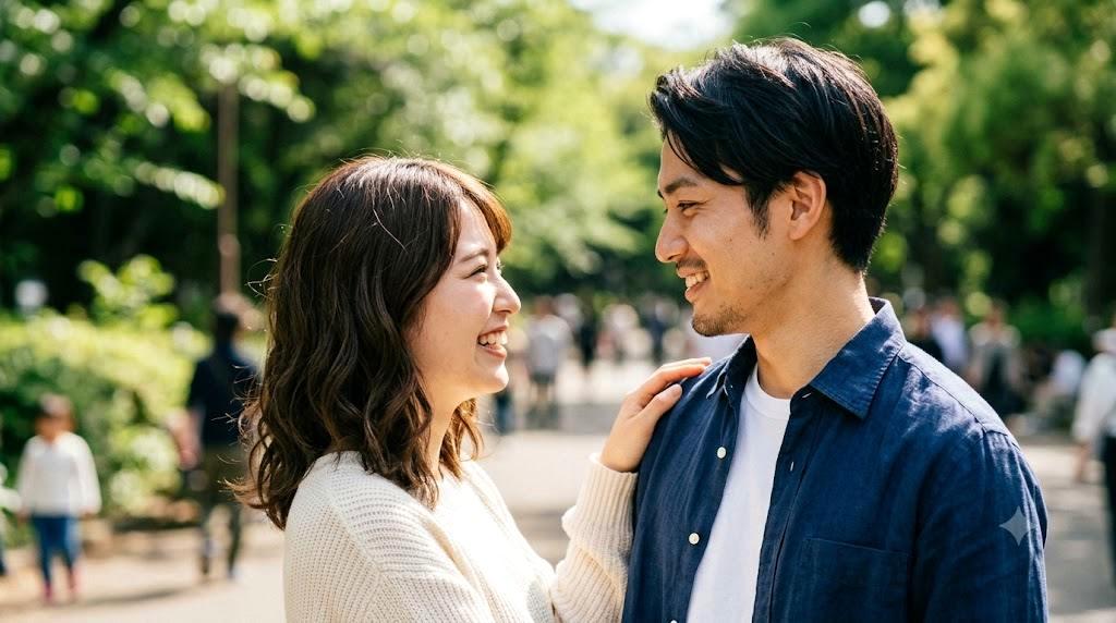 ナチュラルメイクに柔らかいニット姿で、さりげなく香水をつける30代女性
