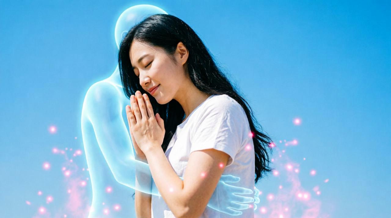 ツヤのある美しい髪をかきあげて微笑む女性、恋愛運アップのイメージ