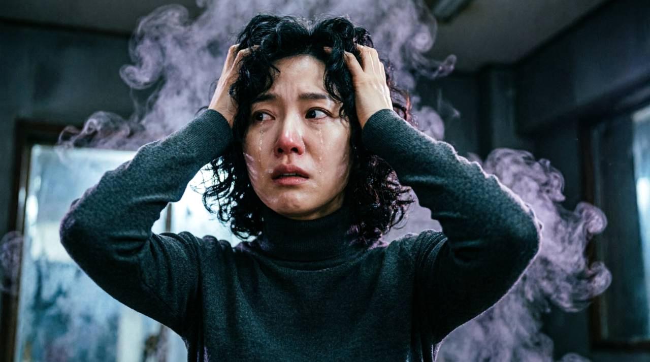 窓辺に立ち、雨上がりの空を見上げる女性。複雑な恋心とそこから抜け出す希望を同時に感じさせる情景