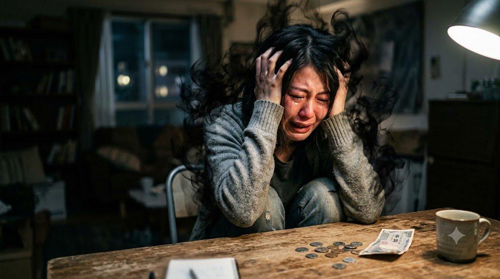 職場で上司から頭を触られて困惑する女性の様子