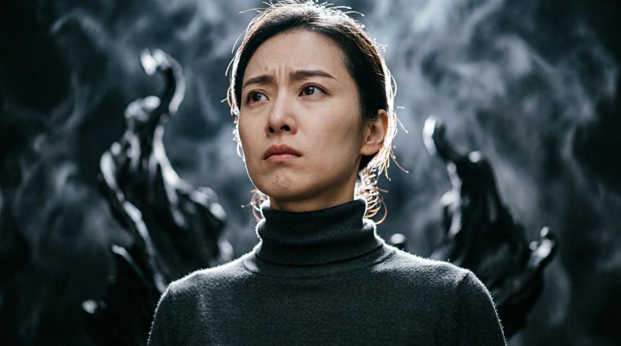 口に手を当てて困った表情をする女性と背を向ける年下彼氏