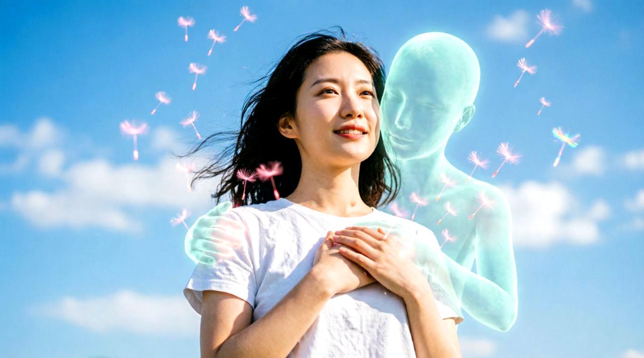 新しい自分に向かって歩き出す高校生の女性