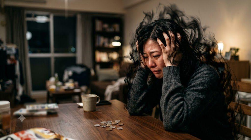 恋愛で悩みながら考える女性のイメージ