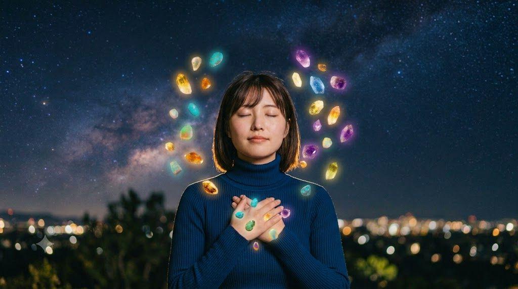 姿勢を正して落ち着いて身を守ろうとする女性のイメージ