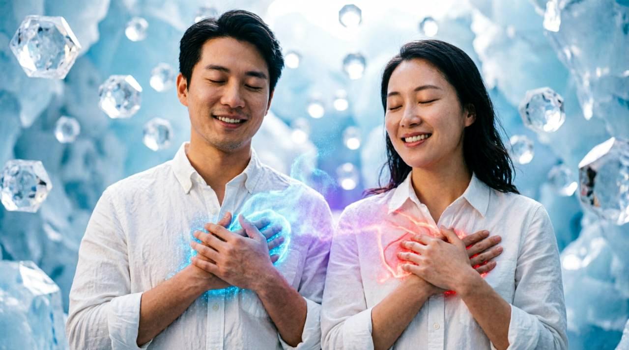 パートナーと穏やかに寄り添い、愛情に満ちた表情の二人のイメージ