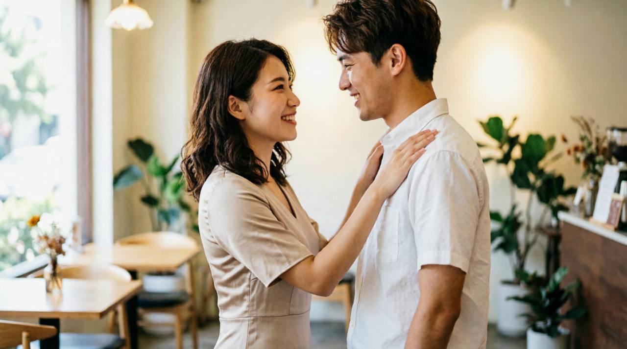 会話を楽しむ男女のデート風景