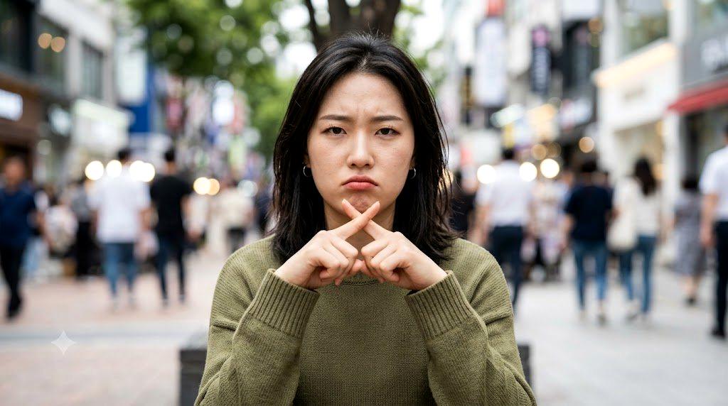 困った表情で笑ってごまかす女性と不適切に接近する男性のイメージ図