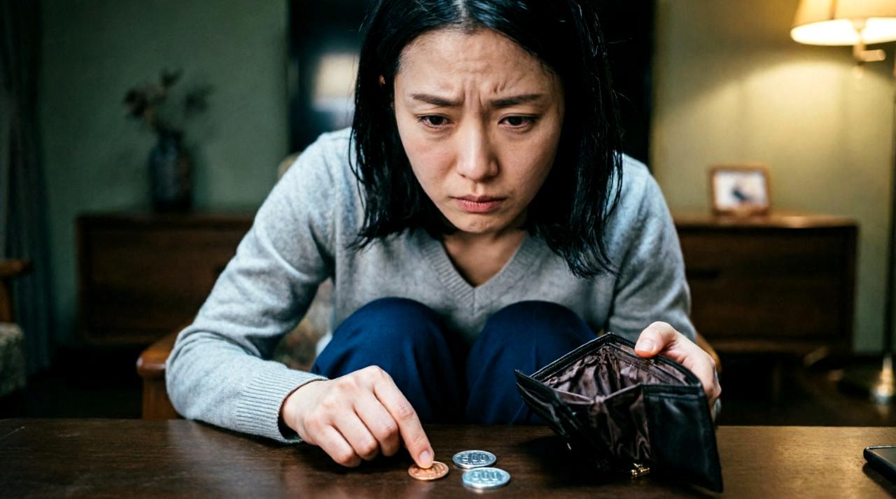 スマートフォンを見つめて悩む女性の横顔