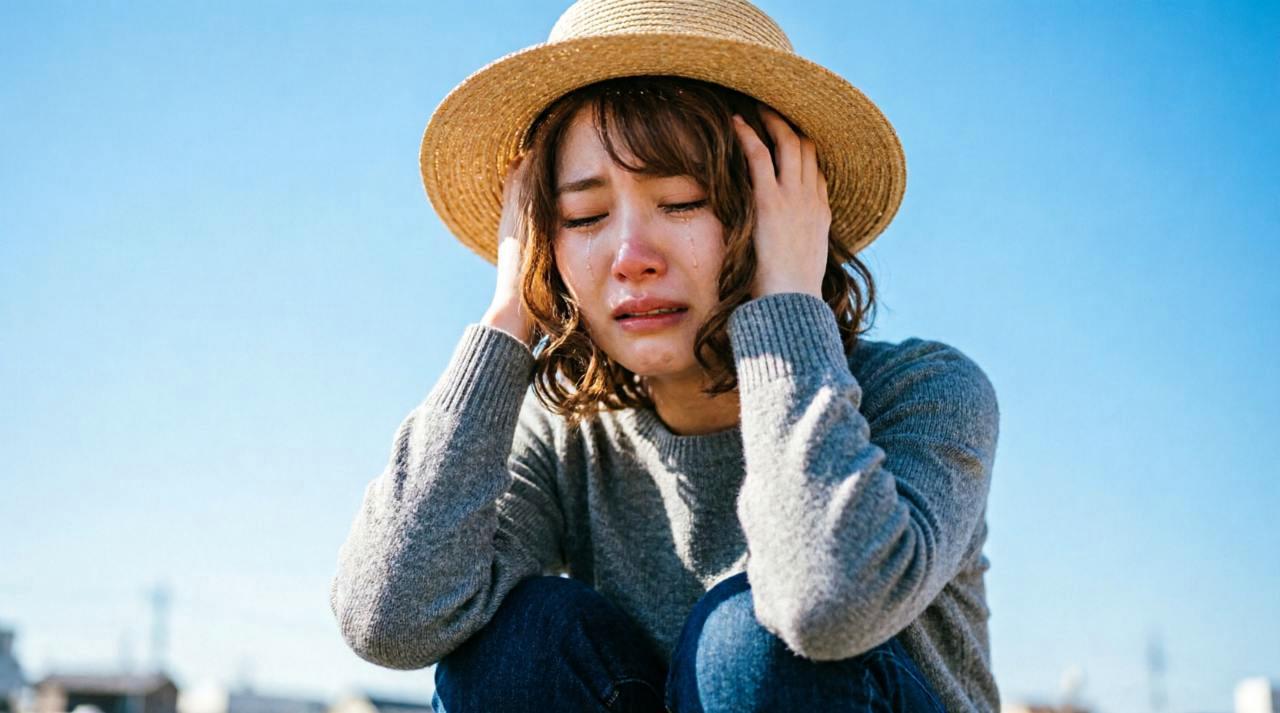 男友達が頭を触る心理を考える女性のイメージ